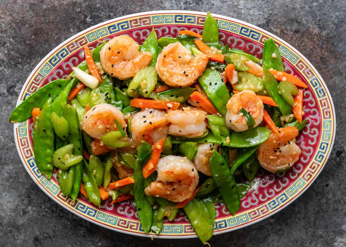 Stir-fried Shrimp with Snow Peas